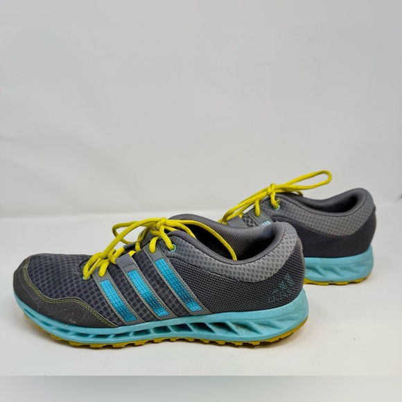 Adidas Falcon Elite 2 Gray and Aqua Sneakers with Yellow Accents - Picture 2 of 8